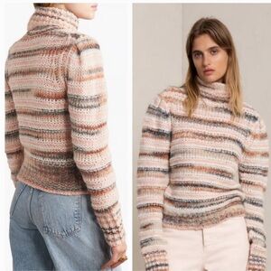 A. L. C. Selina Space Died Striped Wool Alpaca Blended Turtleneck
